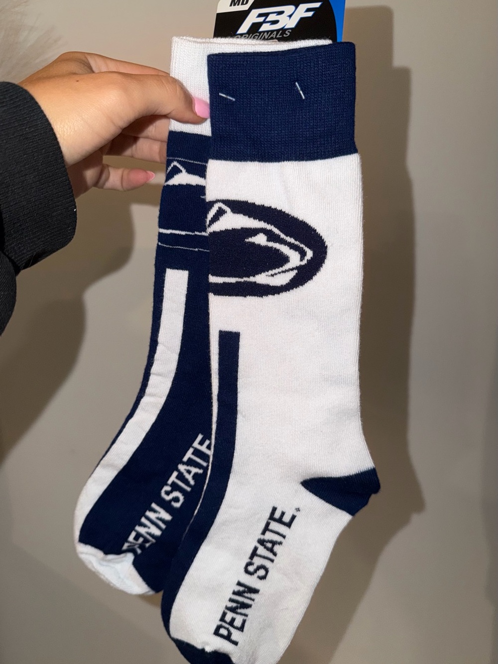 NEW Penn State Logo Navy & White Crew Socks -